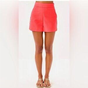 Lilly Pulitzer Sarissa Side Zip Flat Front Stretch Short in Cane Coral 16 NWT